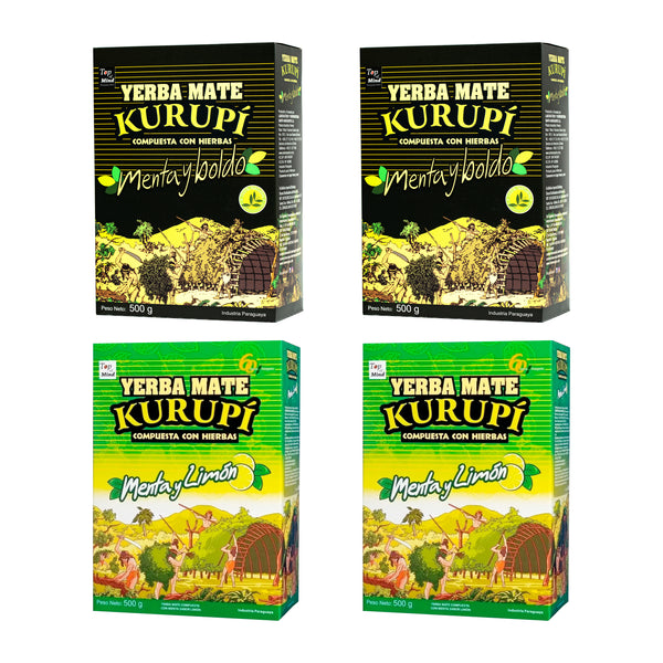 Kurupi Yerba Mate Pack (2 Menta Boldo & 2 Menta Limon)